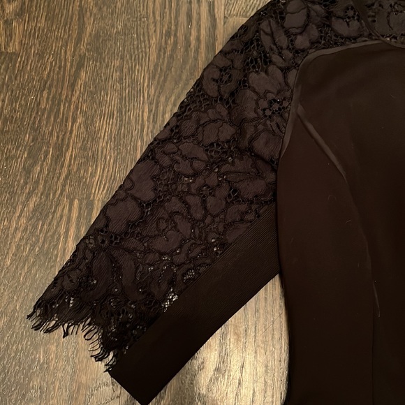 REBECCA TAYLOR black fitted dress with lace SIZE 2 - Picture 2 of 5